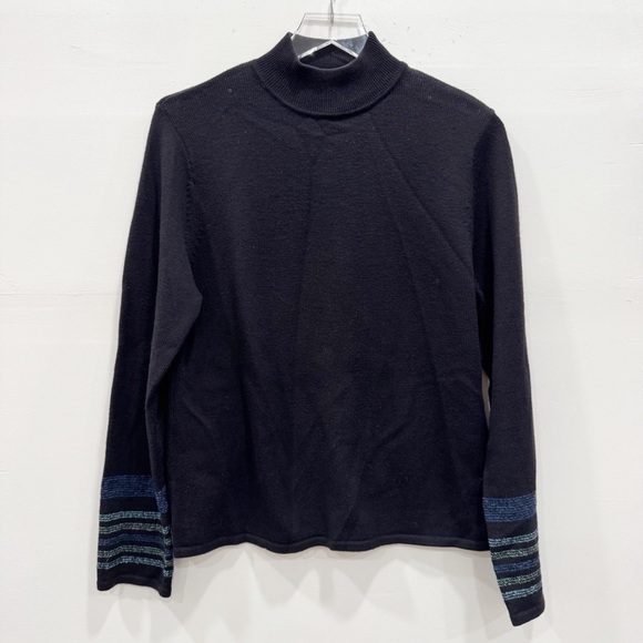 Pendleton Vintage Merino Wool Knit Sweater Black Mock Neck Large - Picture 1 of 5